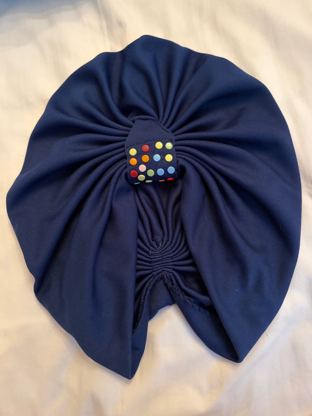 Vintage 1960s Navy Blue Turban Hat Colorful Studs 1940s Style